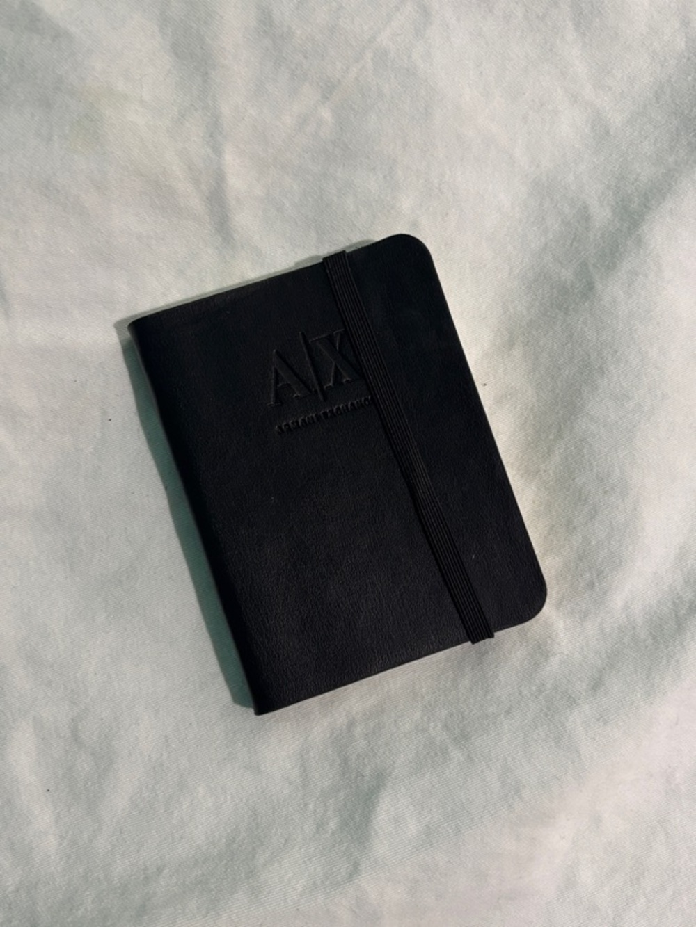 Armani Exchange Black Leather Mini Pocket Notebook